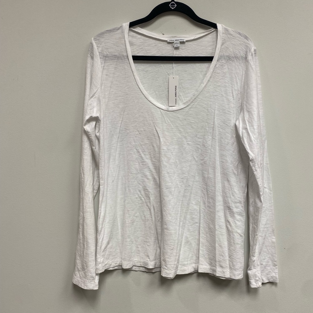 NWT Standard James Perse White Slub Knit Long Sleeve Tee Size 4/XL - Picture 4 of 10